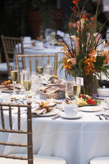 Wall Mural - wedding table with bouquet of flowers