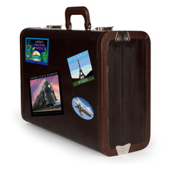 suitcase with stickers