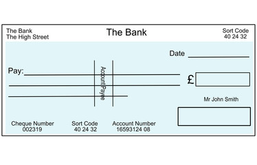 an illustration of a blank british cheque.