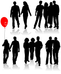 Poster - silhouettes friends (man and women)