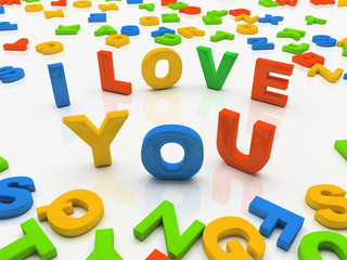 Wall Mural - colourful letters isolated on white background i love you