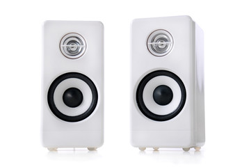 white speakers