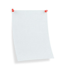 Wall Mural - blank thumbtacked squared paper page with shadow