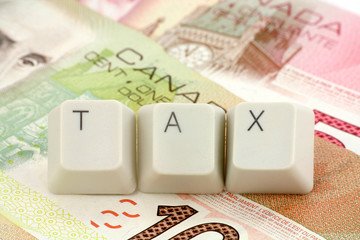 Sticker - canadian dollar, concept of tax