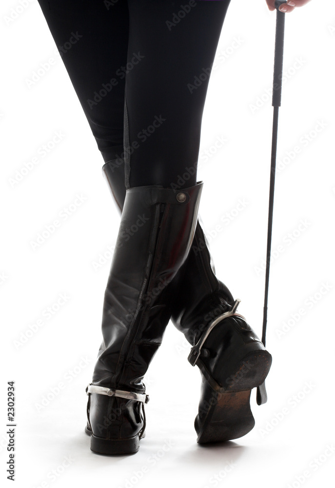 Schöne Beine aus schwarzem Leder mit Stiefeln Foto, Poster Beine, Stiefel