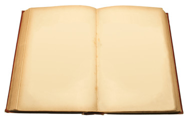 an old book with blank pages ready for text.