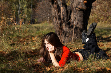 girl relaxing in the park