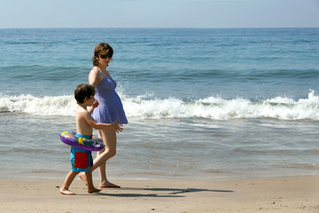 family on the beach