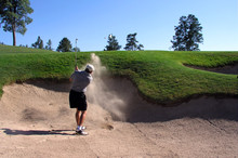 Golfer Hitting Out Of A Sand Trap (3 Of 3 Shot Act