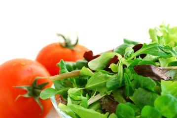 Canvas Print - baby greens and tomatoes