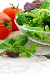 Canvas Print - baby greens and tomatoes