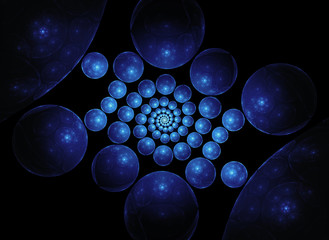 spiraling orbs, cpu rendered fractal image.