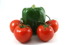 Green Pepper With Red Tomatoes