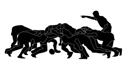 Aufkleber - rugby scrum_full_black silhoutte