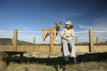 Wall Mural - the girls and is dog