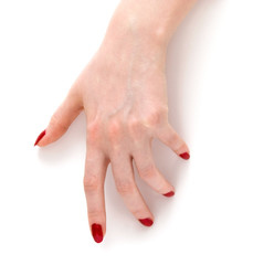 woman hand with red nails