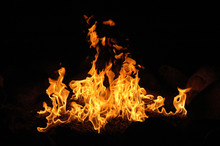 Campfire Wth Billowing Flames