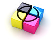 cmyk boxes with a cross