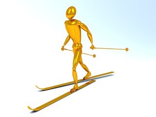 3d gold skier