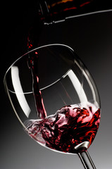 red wine poured into glass