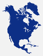 Map Of North And Central America Blue