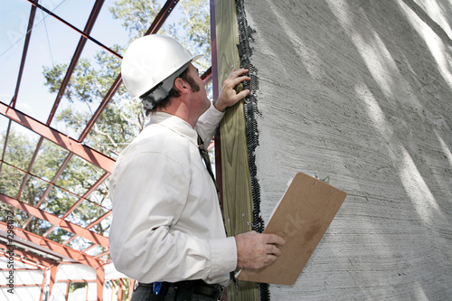 Fotomural bulding inspection incomplete stucco
