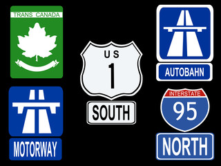 Wall Mural - international highway signs