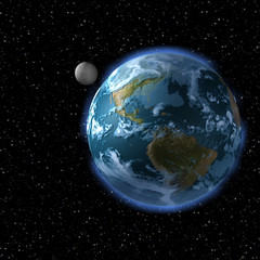 the earth and the moon from space
