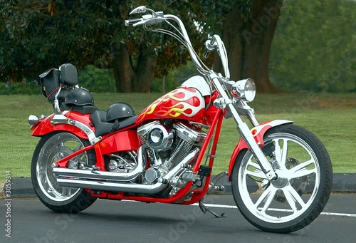 Obraz w ramie Czerwony motocykl chopper