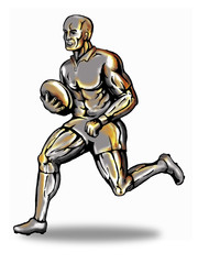 Aufkleber - rugby player running metal man