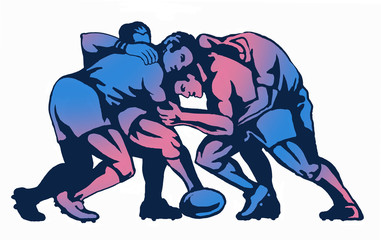 Poster - rugby maul blue gradient