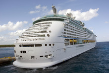 White Luxury Cruise Ship In Port