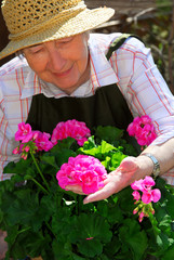 senior woman gardening