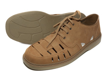 brown leather men shoes