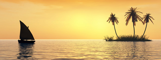 Canvas Print - island and boat