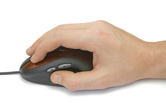 hand with computer mouse