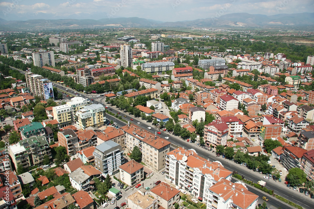 Obraz na płótnie areal view of the skopje - macedonia w salonie