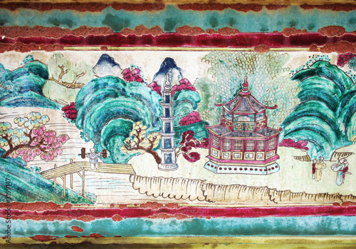 Naklejka na drzwi Malarstwo azjatyckie vintage