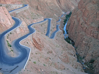 Wall Mural - twisted road going down in a mountain canyon, gorges dades valle