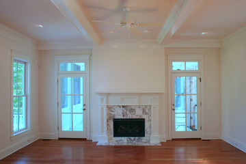 beautiful livingroom with marble fireplace