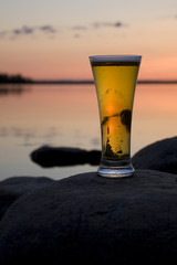 Wall Mural - beer in sunset