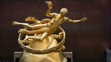 Fototapeta  - Ice rink Prometheus statue, Manhattan, New York