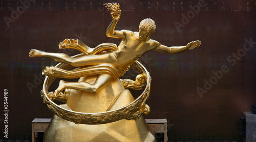 Fotomural Ice rink Prometheus statue, Manhattan, New York
