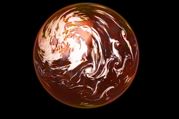 rusted planet in a black background