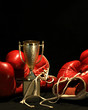 canvas print picture - boxing gloves and a golden cup