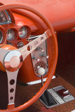Close Up Detail Of A Classic Corvette At A Car Show