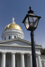 The Gold Topped State Capitol Building In Montpelier, Vermont