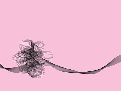 black flower mesh lines on pink