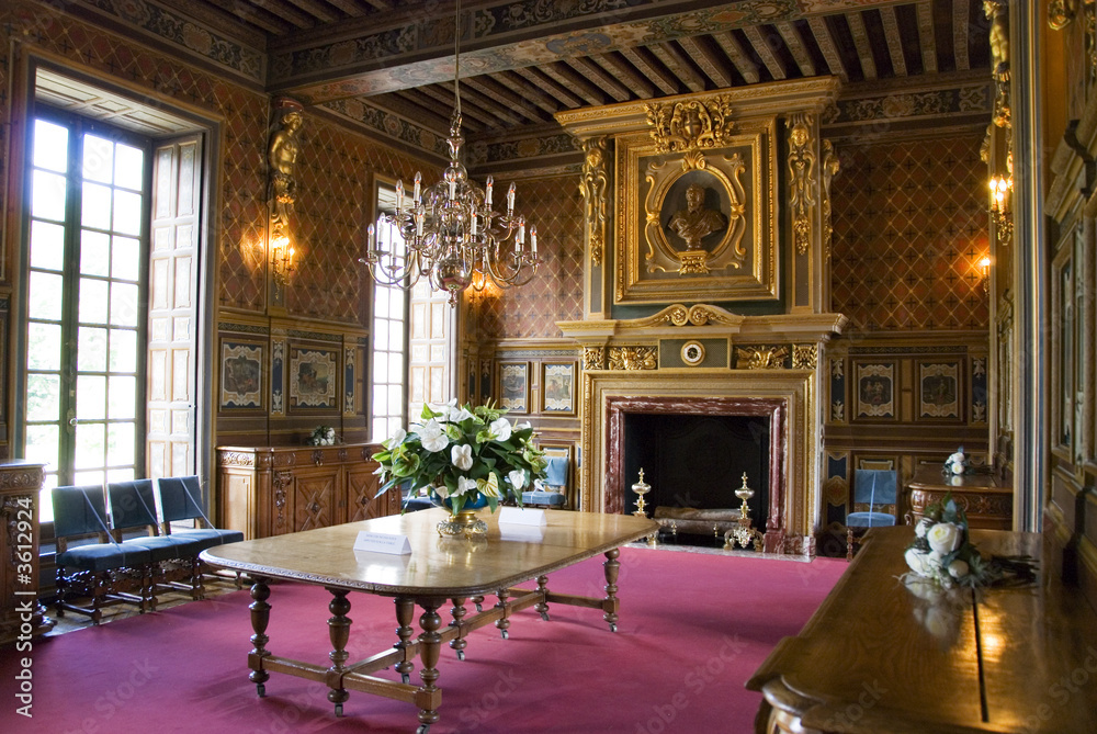 Interior of the Chateau Cheverny, France - obrazy, fototapety, plakaty 