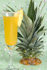 Fresh fruit drink, pineapple  juice. Food , beverage